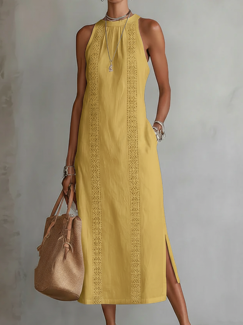 Bianca – Linen Midi Dress with Mandarin Collar – image 8