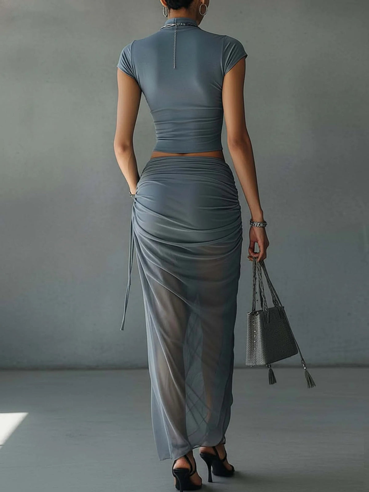 ARIADNA - BUTTONED TOP AND DRAPED SKIRT SET INCLUDED – image 2