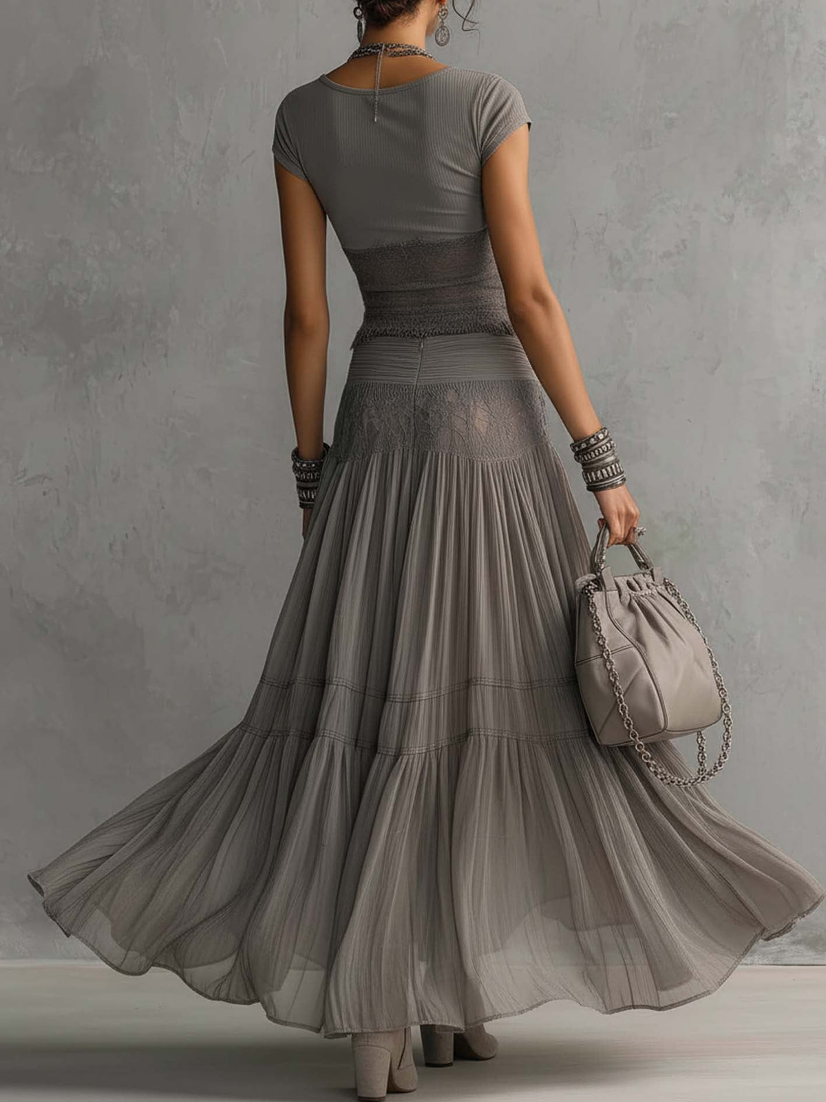 ESTHER - KNIT AND CHIFFON LACE SET – image 2
