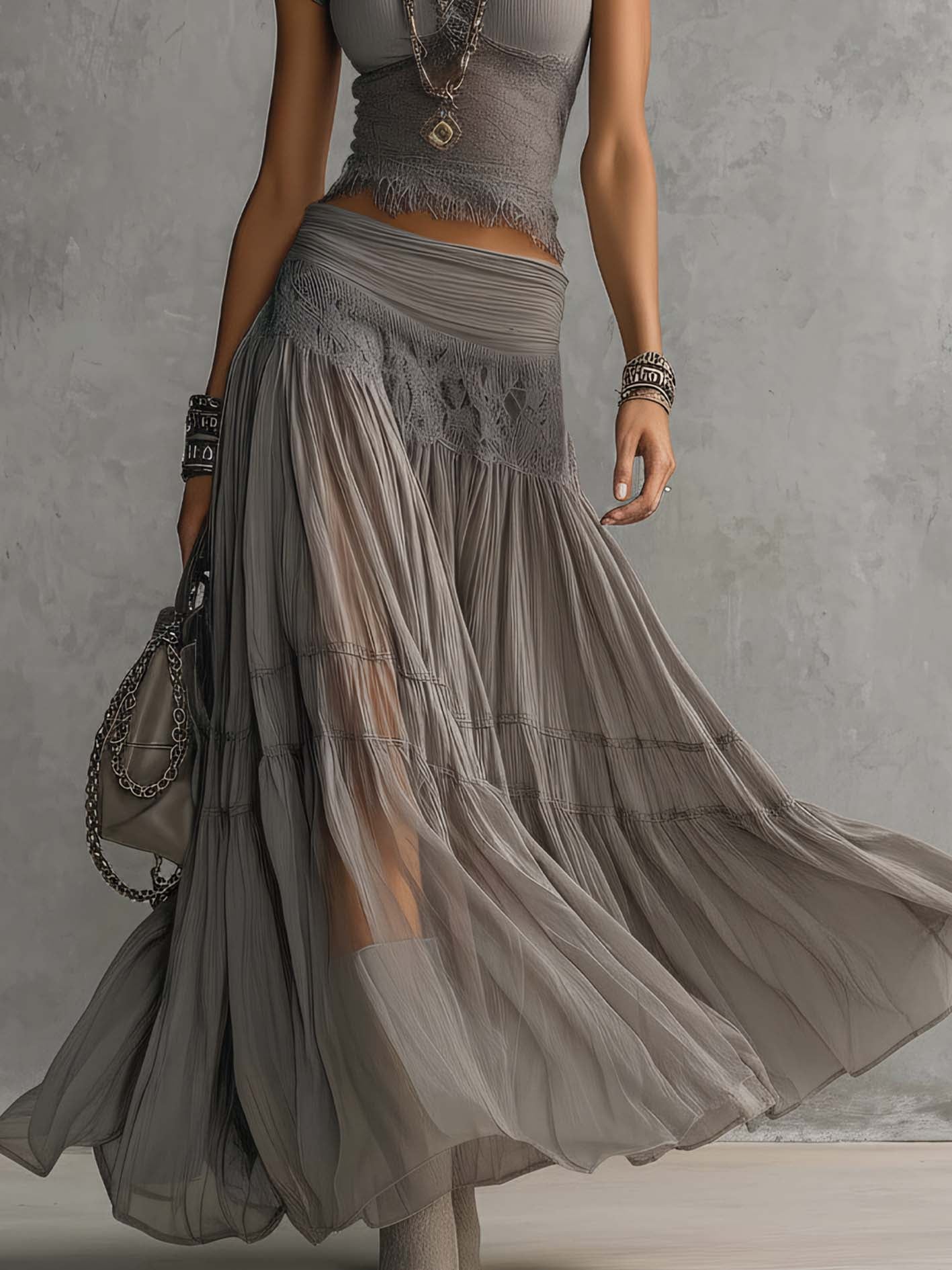 ESTHER - KNIT AND CHIFFON LACE SET – image 4