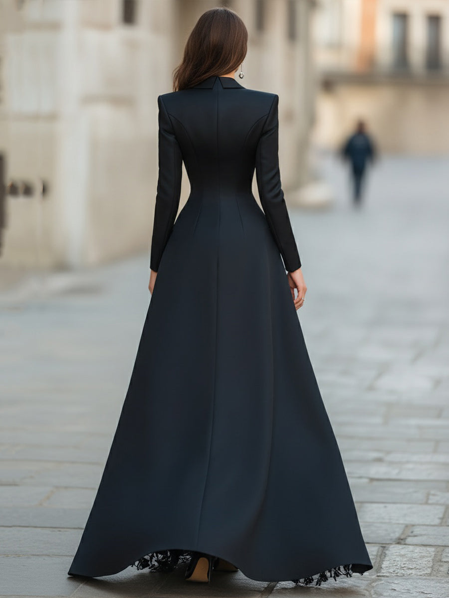 Elegant Tailored Blazer Panel Lace Gown Set – image 5
