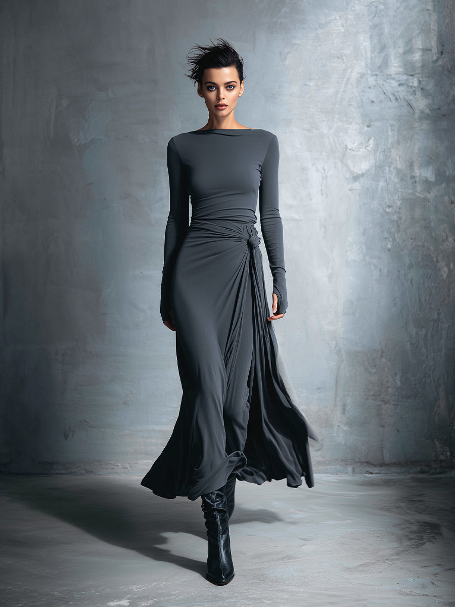 Gabriella – Long dress with side knot – image 8