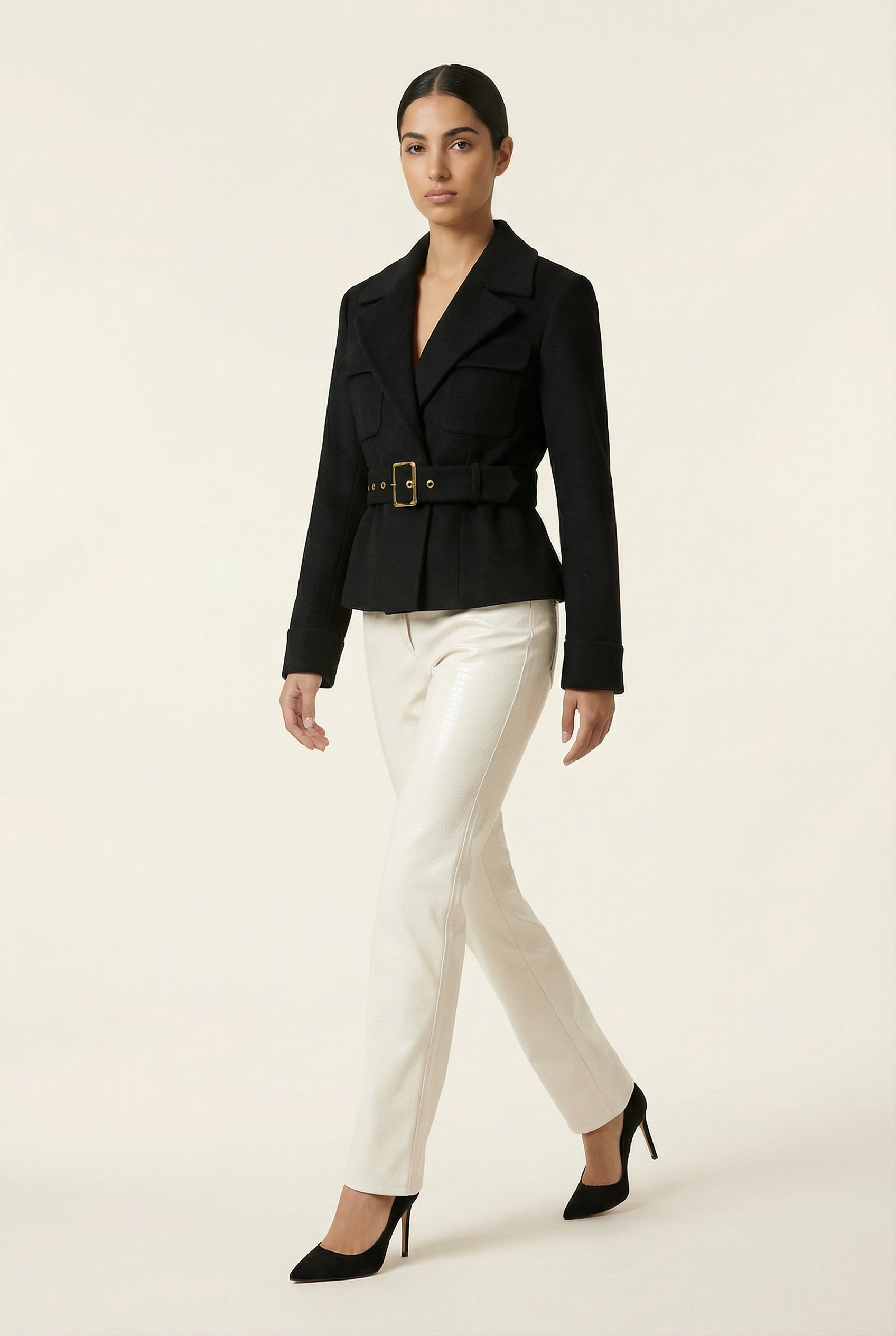 Claudia Short Belted Blazer – Black – image 5