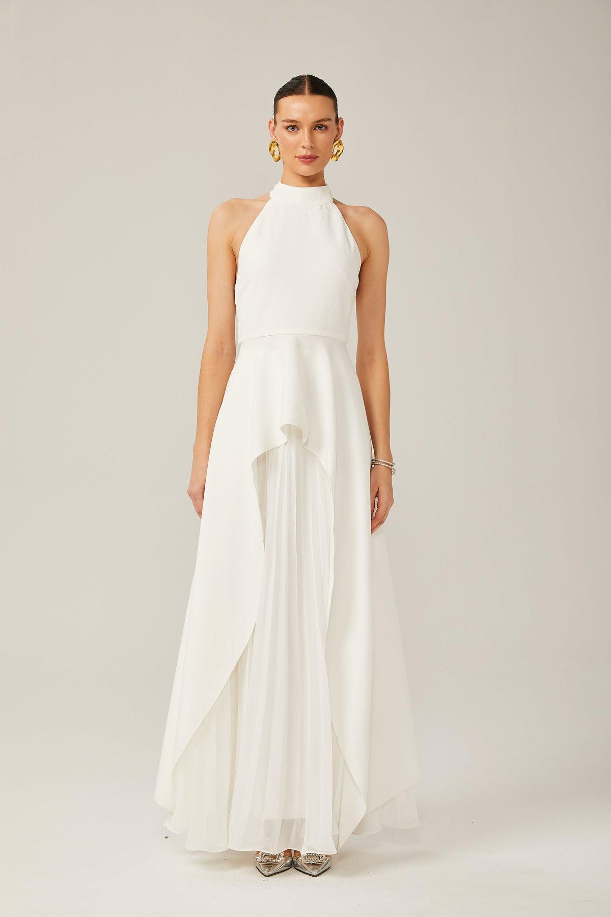 Inés halterneck layered long dress – image 8