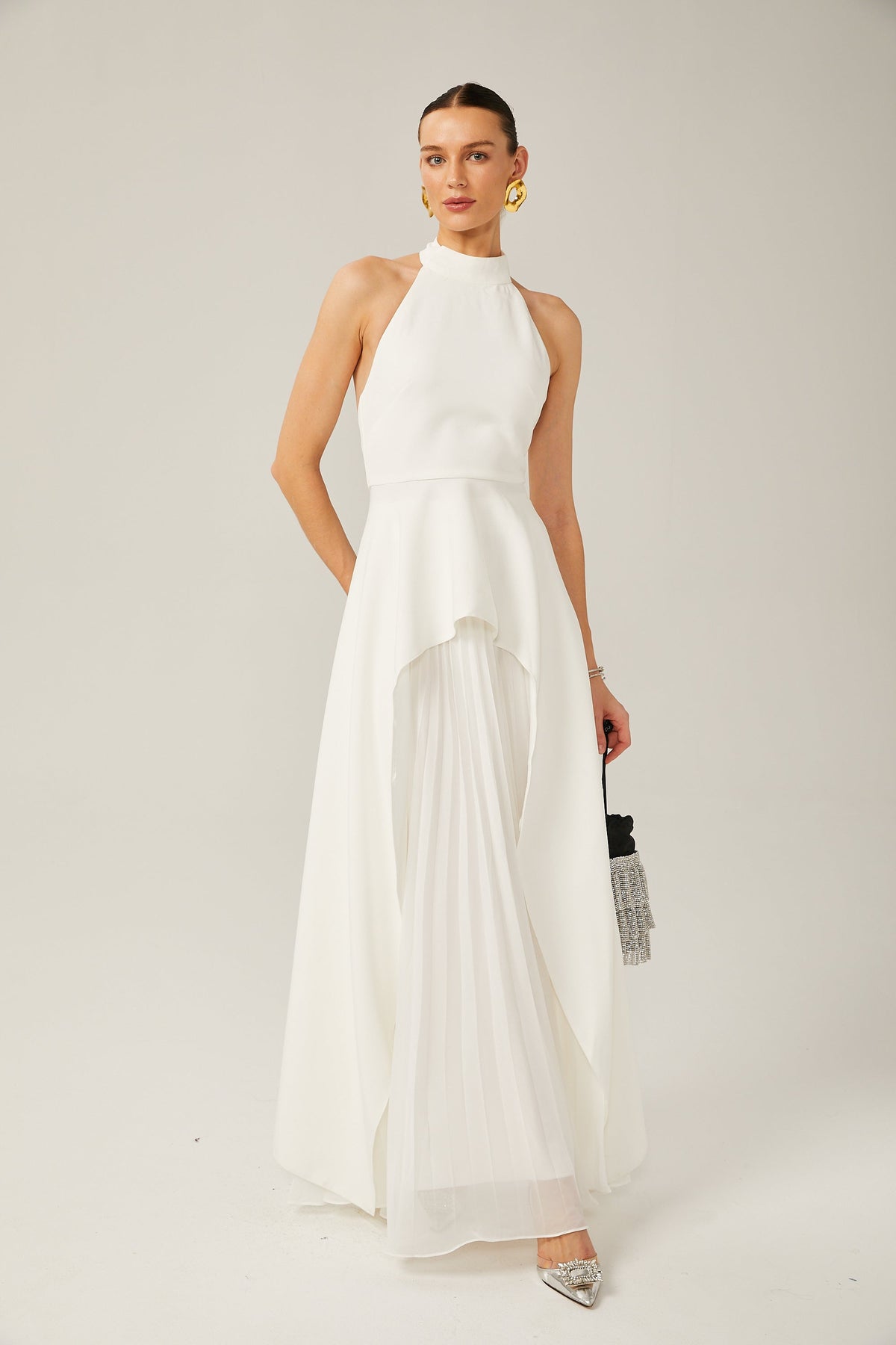 Inés halterneck layered long dress – image 1