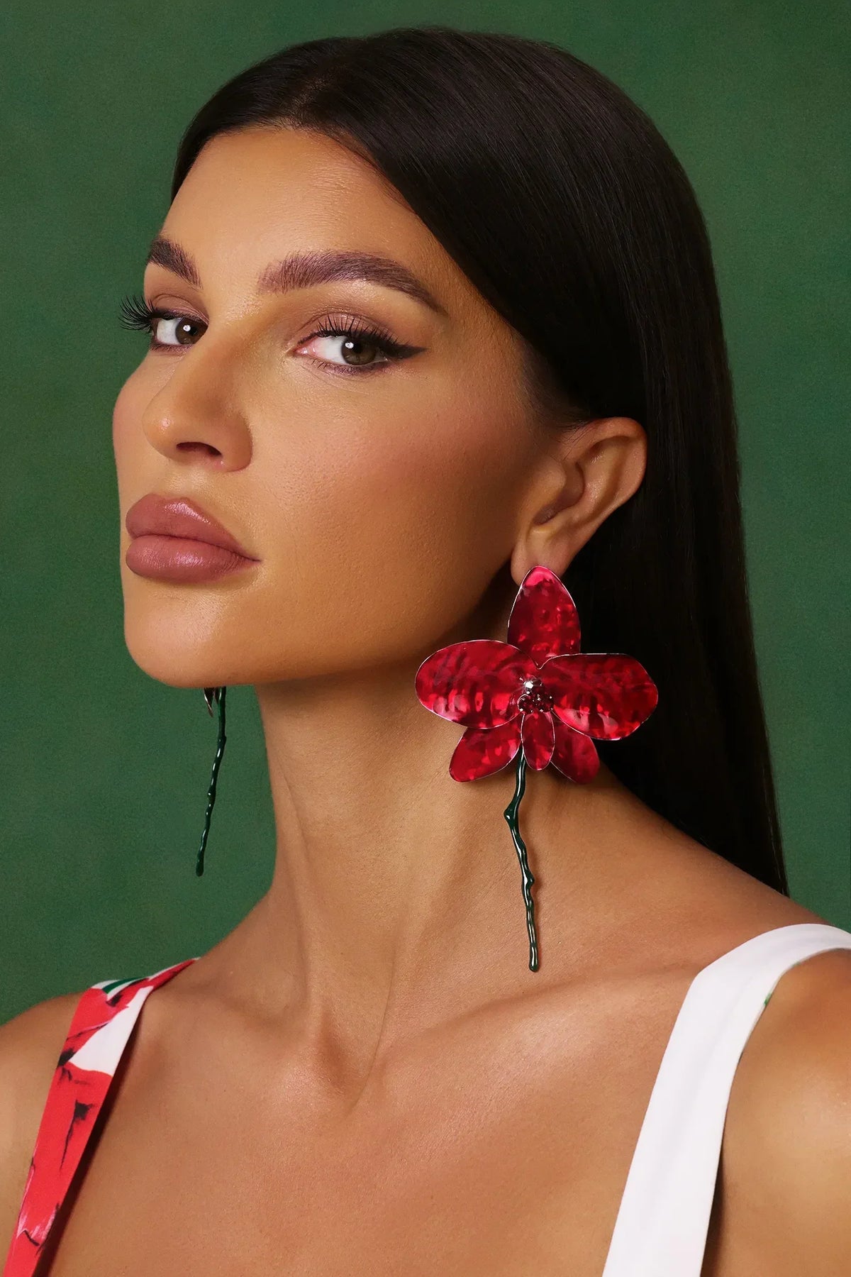 Lilia Earrings – Orchid Red – image 1