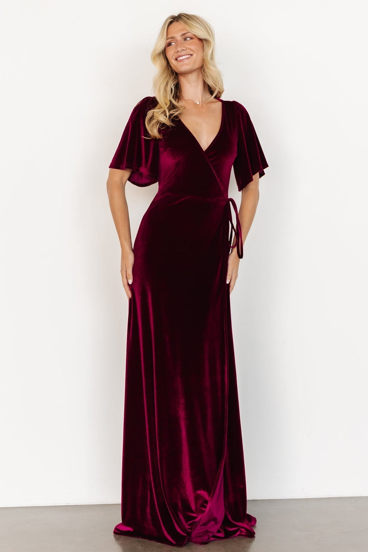 Mulberry – Meghan Wrap-Style Long Velvet Dress – image 2