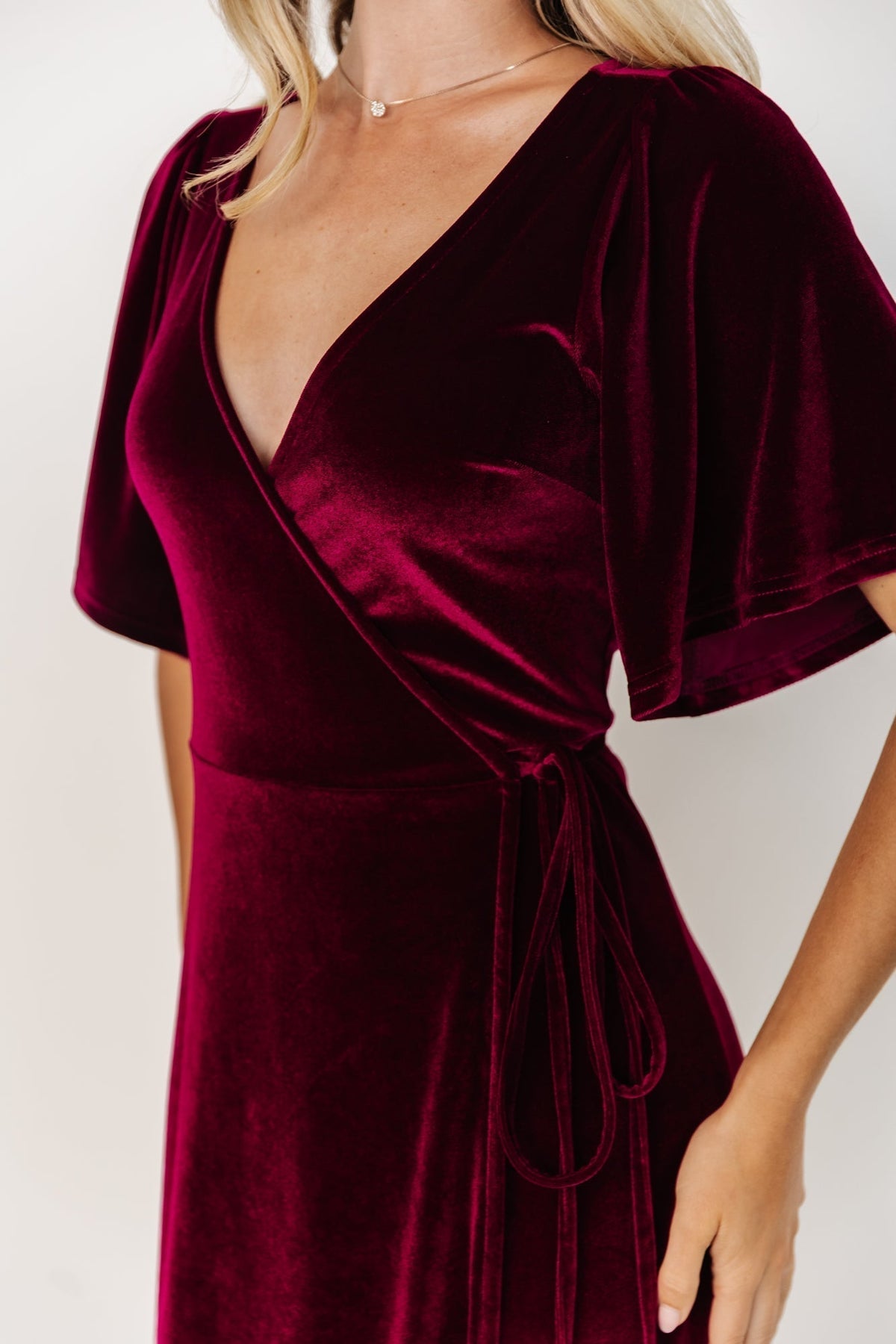 Mulberry – Meghan Wrap-Style Long Velvet Dress – image 7