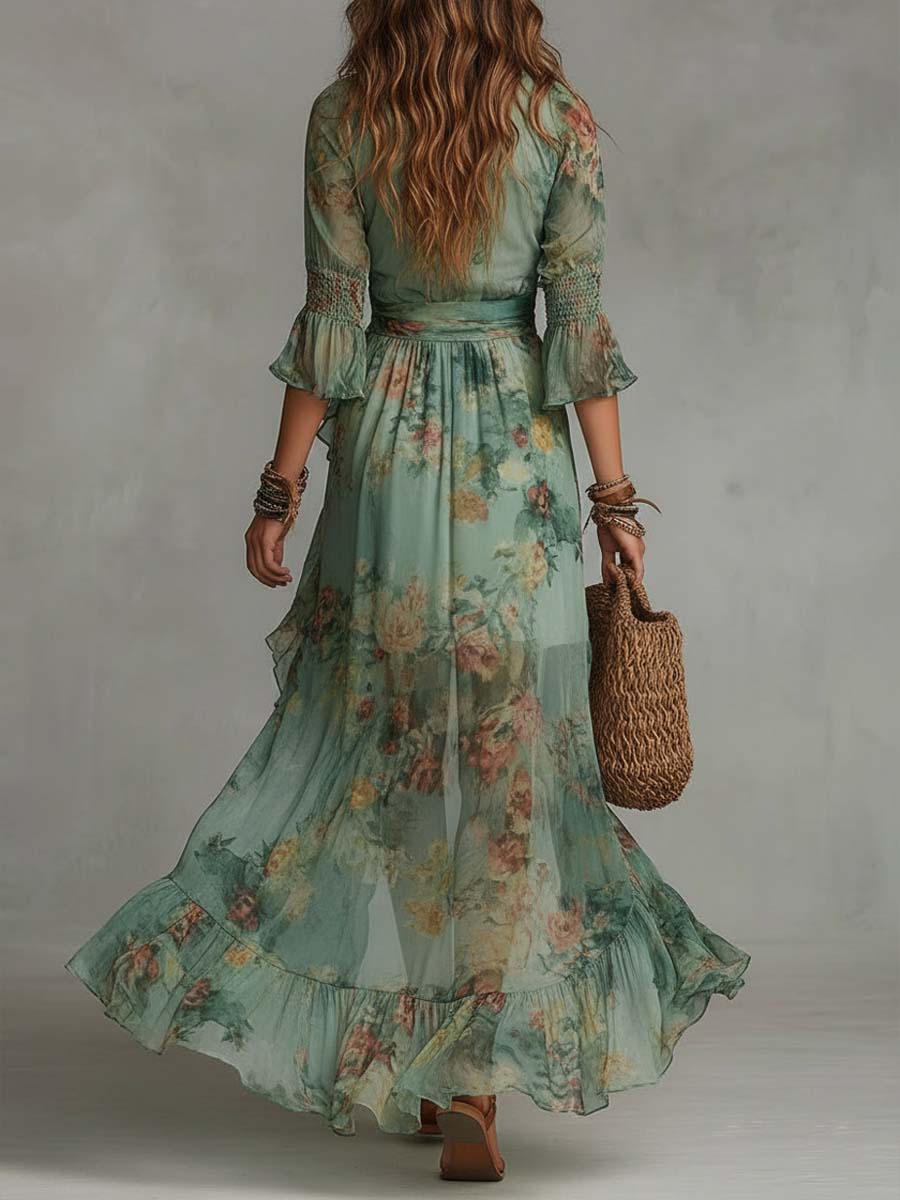 Aurora – Boho Floral Maxi Dress with a Romantic Asymmetrical Hem – image 3