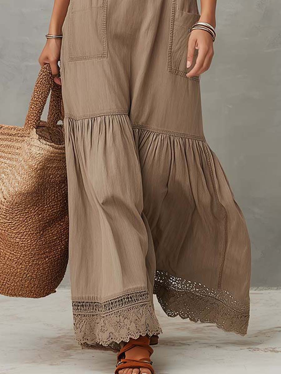 Classic Khaki Pure Cotton Sleeveless Maxi Dress – image 6