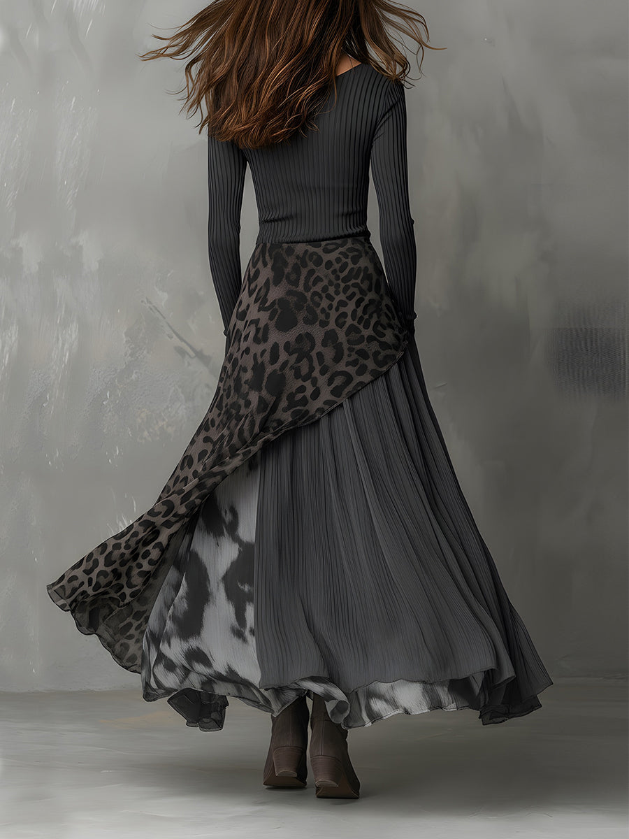 Martina - Long bohemian-style dress with leopard print – image 2