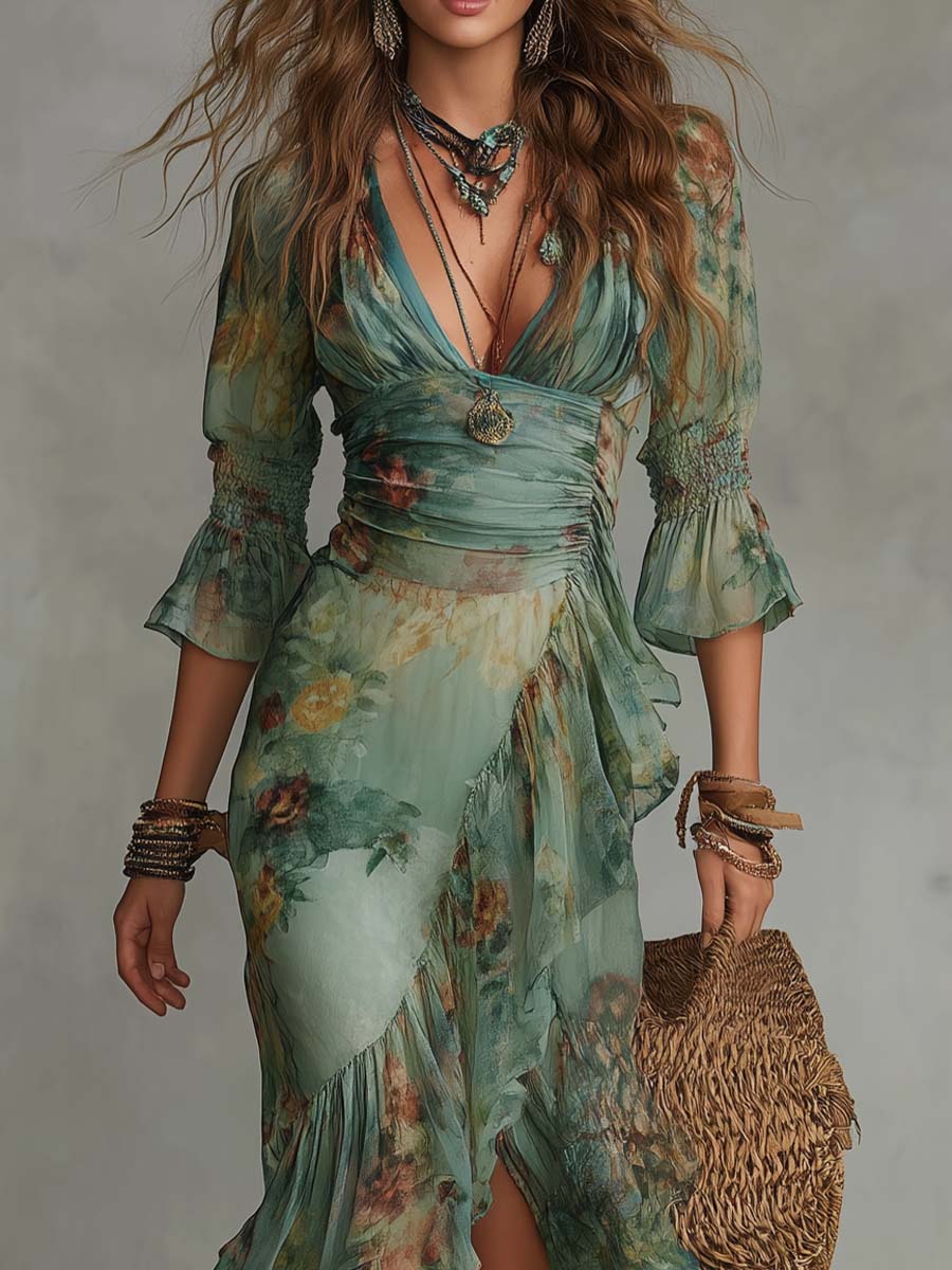 Aurora – Boho Floral Maxi Dress with a Romantic Asymmetrical Hem – image 5