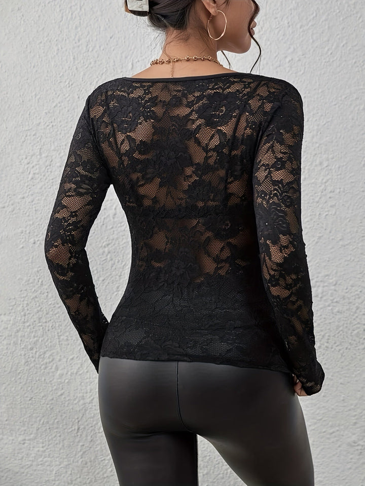 Damen Spitzenshirt Langarm | Elegantes Shirt für Alltag und besondere Anlässe