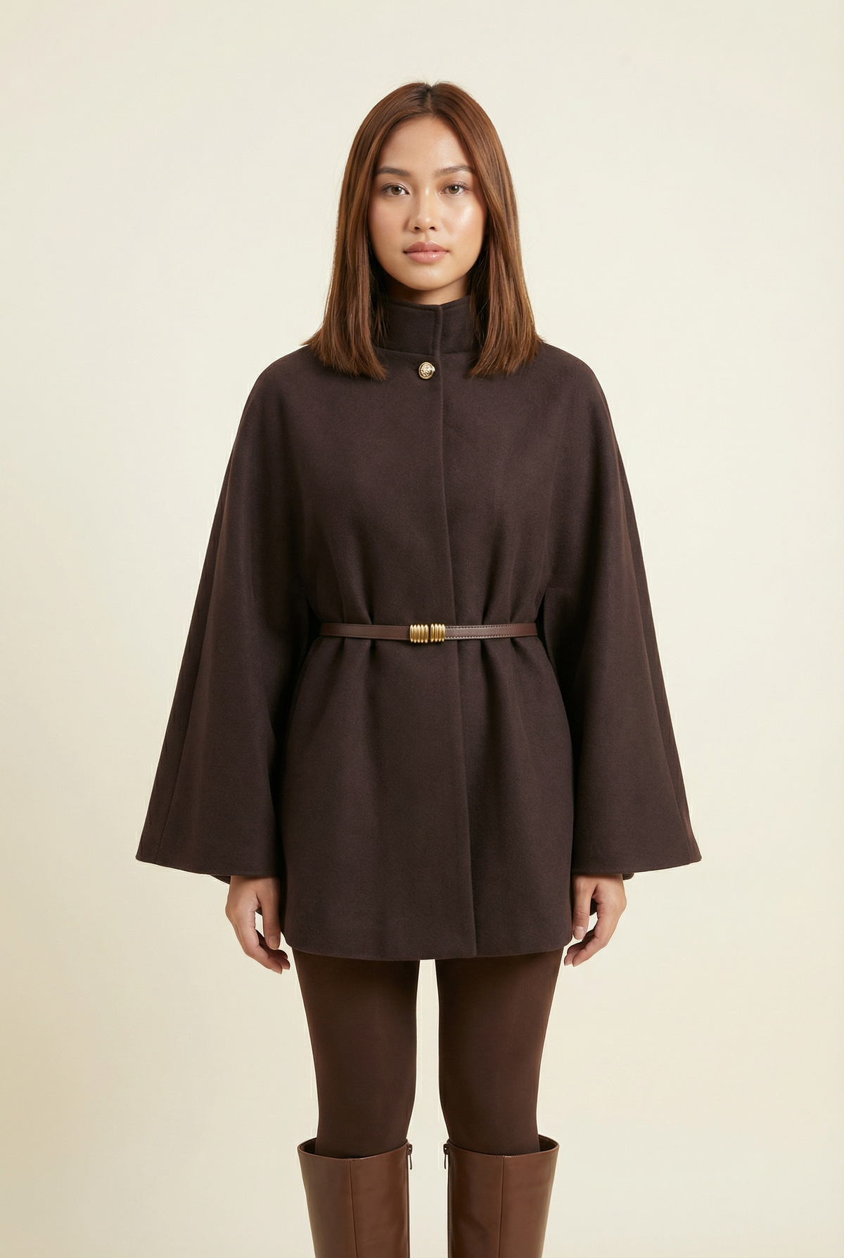 Soline Mid-Length Cape – Brown – image 2