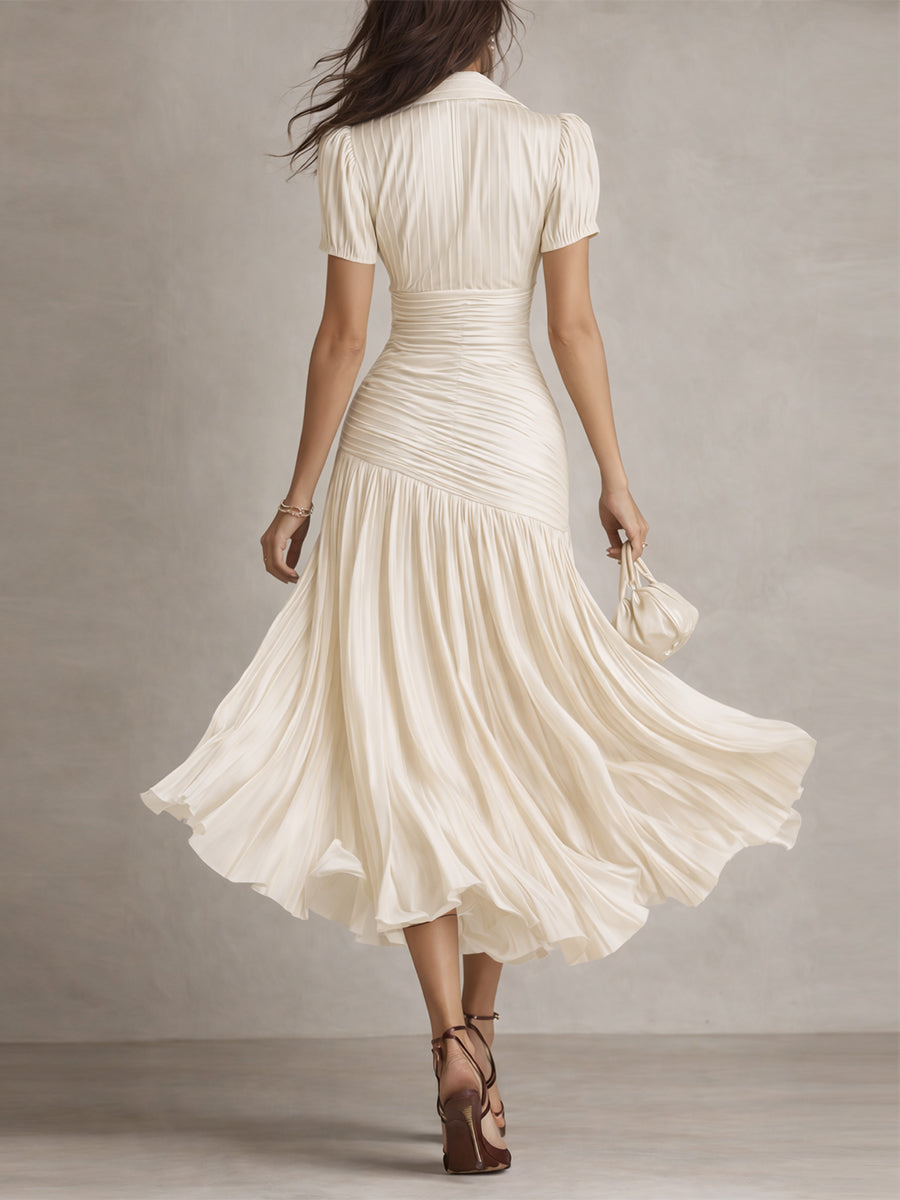 Sophia – Retro Striped Satin Midi Dress – image 8