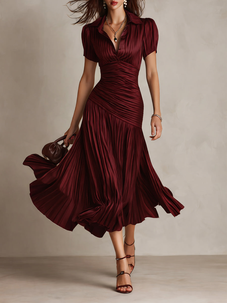 Sophia – Retro Striped Satin Midi Dress – image 3