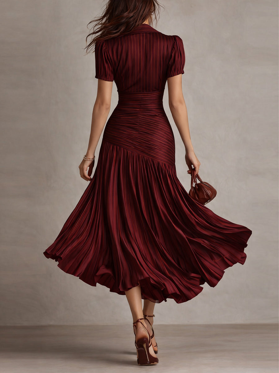 Sophia – Retro Striped Satin Midi Dress – image 9