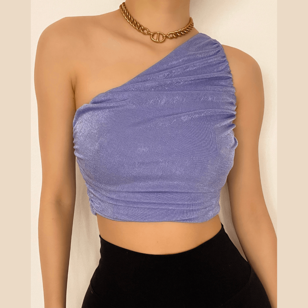 Halibuy Double-layered sleeveless one shoulder ruched top – image 9