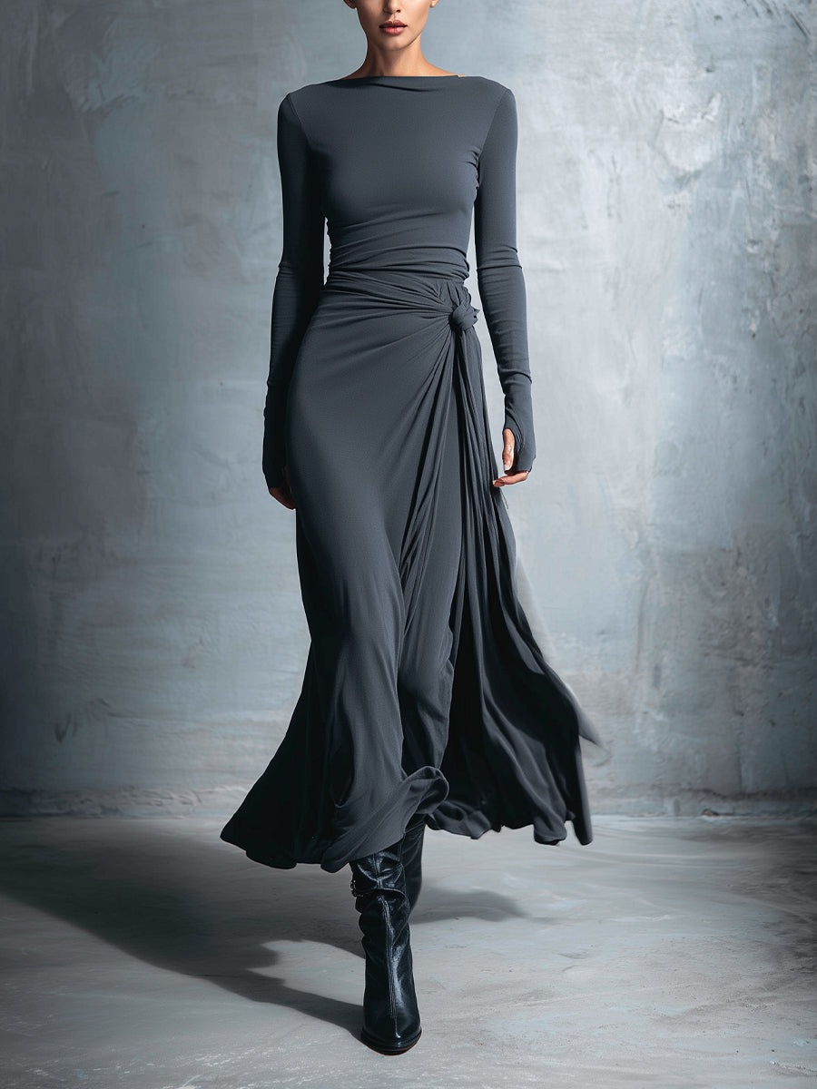 Gabriella – Long dress with side knot – image 1