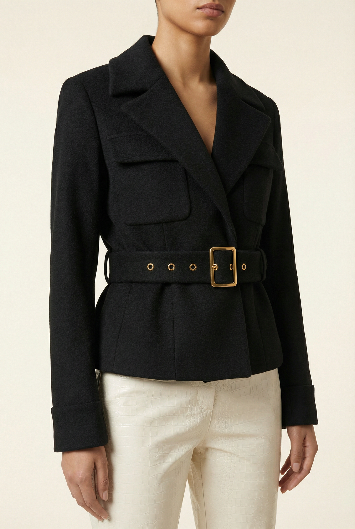 Claudia Short Belted Blazer – Black – image 2