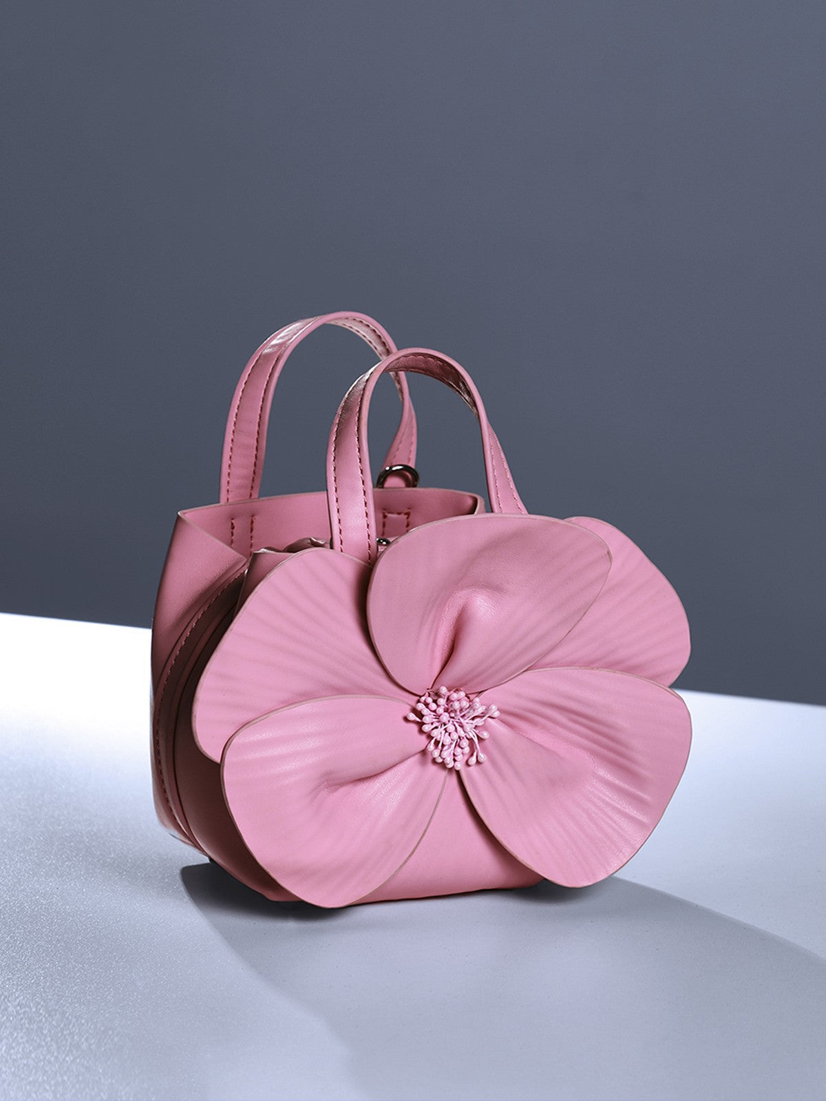 Acsah Leather Flower Bag In Pink – image 1