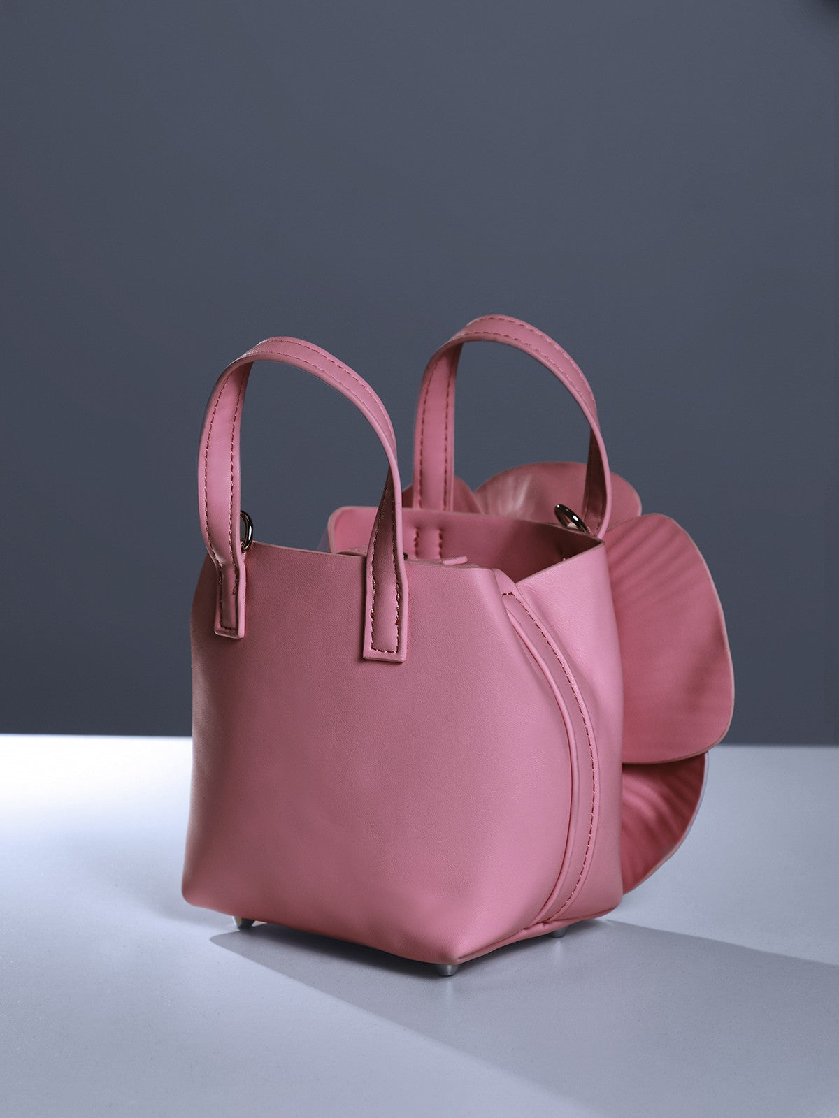 Acsah Leather Flower Bag In Pink – image 4