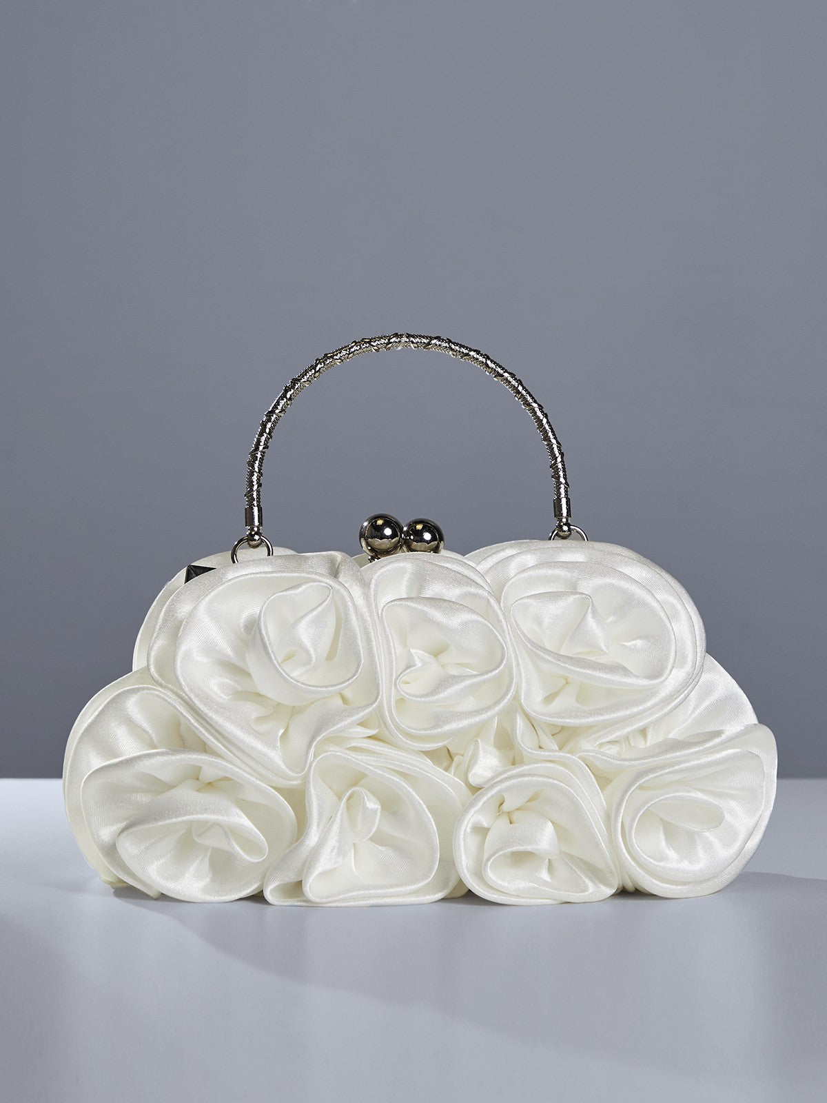 Adahy Flower Satin Bag In White – image 1