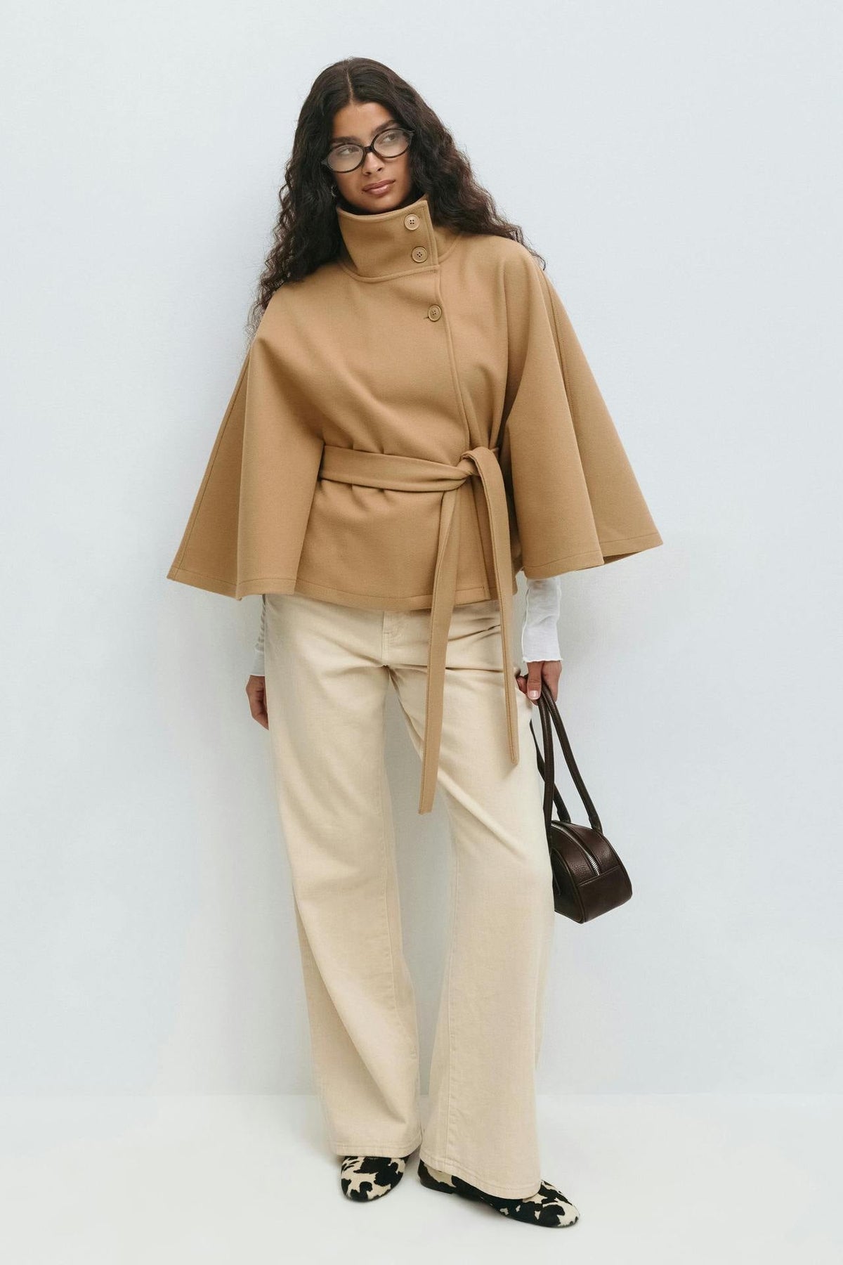 Capella Short Cape Coat – Beige – image 1