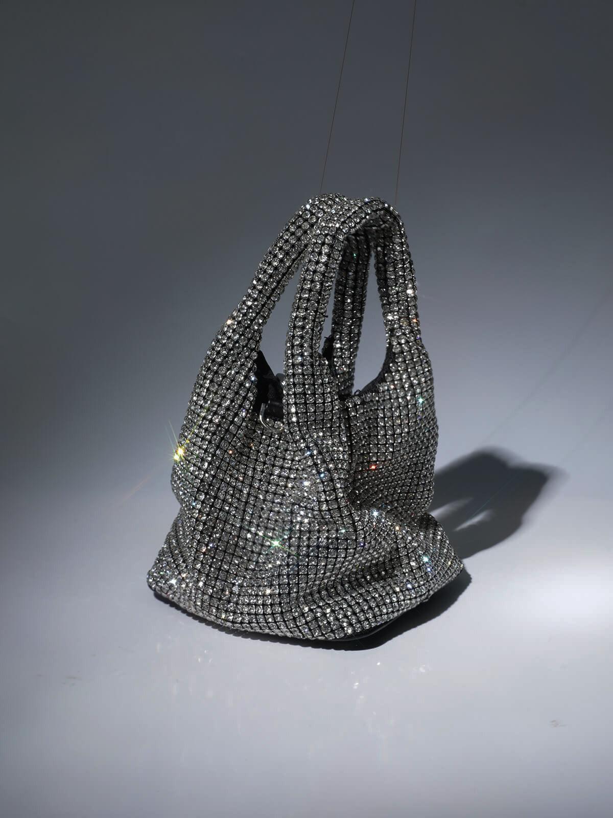 Bellatrix Crystal Bucket Bag In Silver – image 2