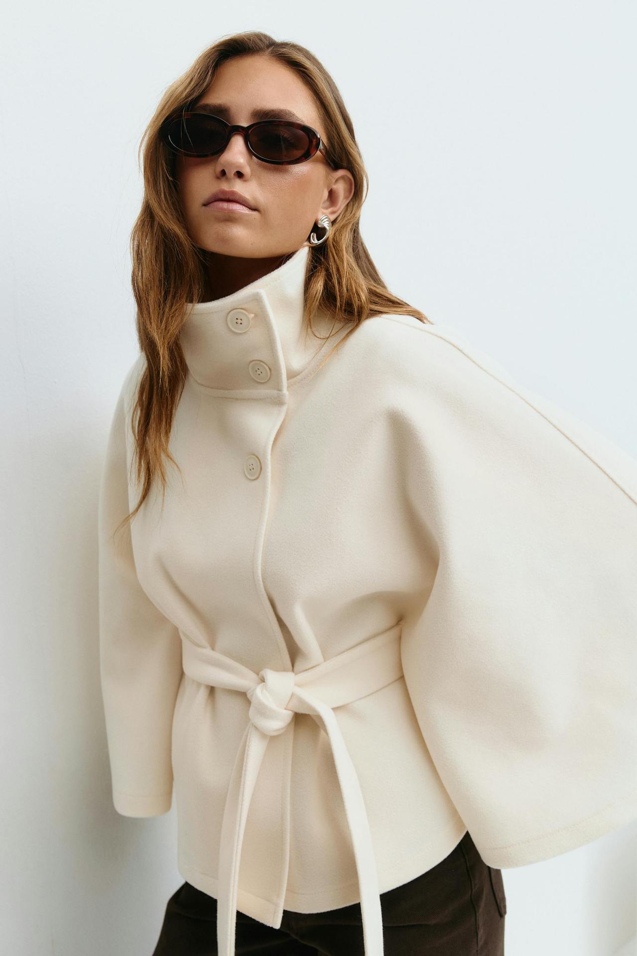 Capella Short Cape Coat – White – image 2