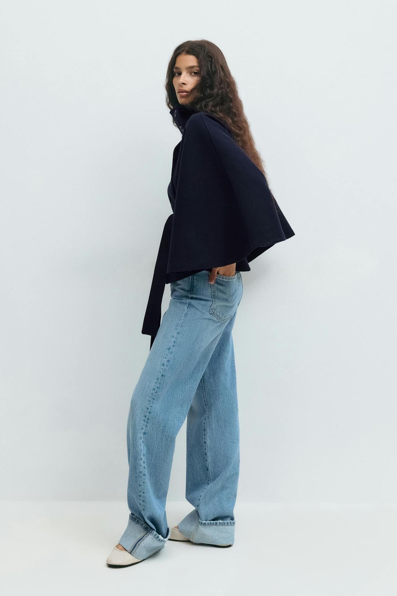 Capella Short Cape Coat – Navy Blue – image 3