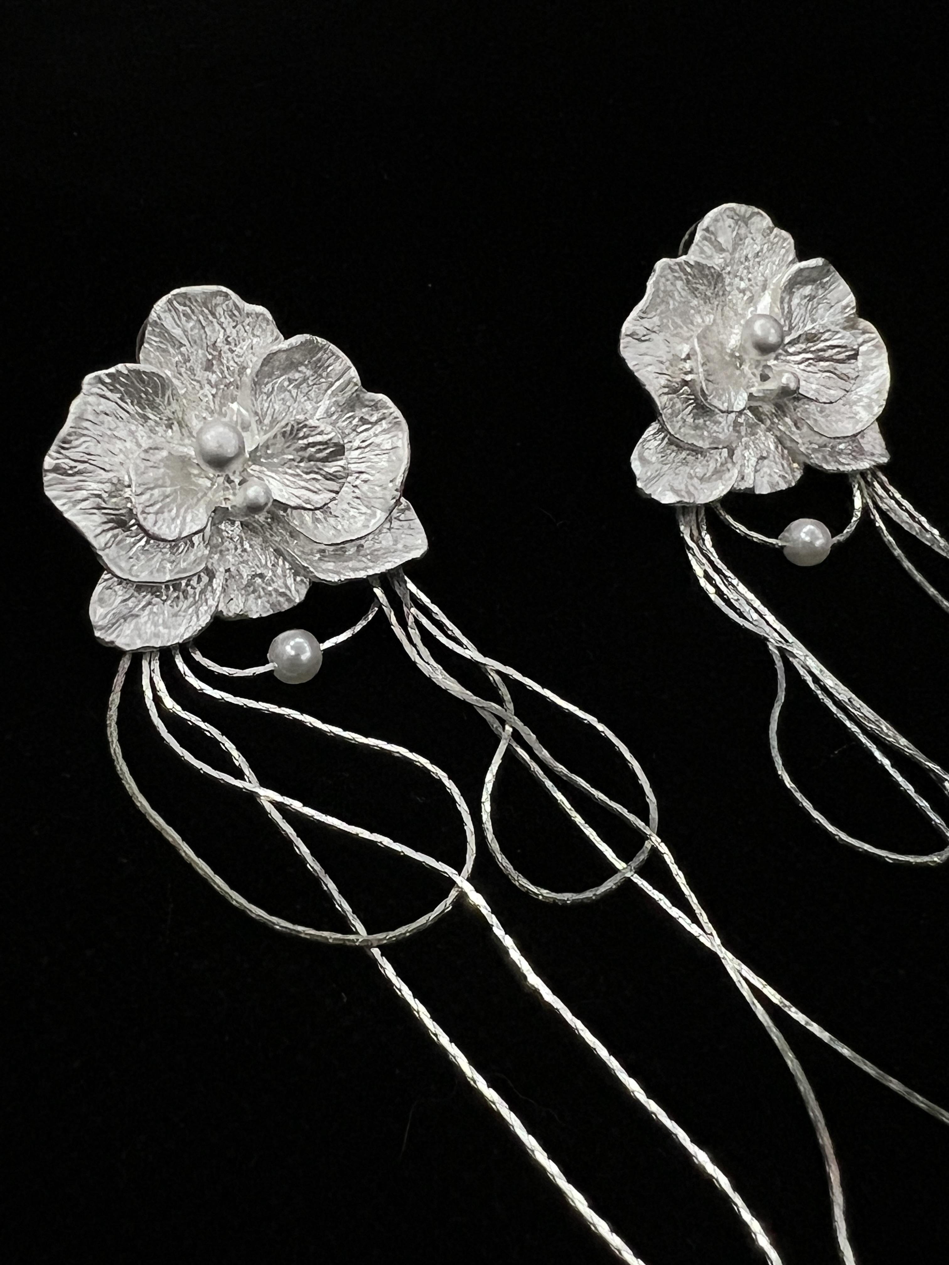 Ariah White Butterfly Orchid Earrings – image 3