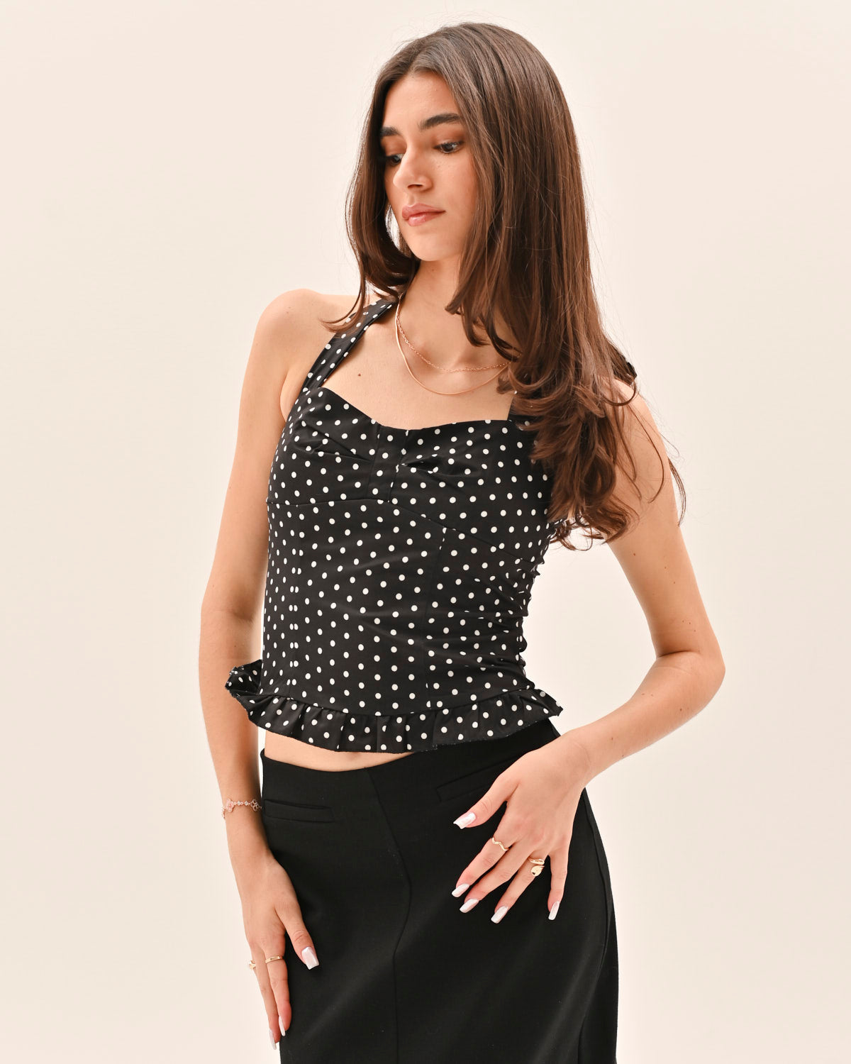 Athena Polka Dot Top - Black – image 1