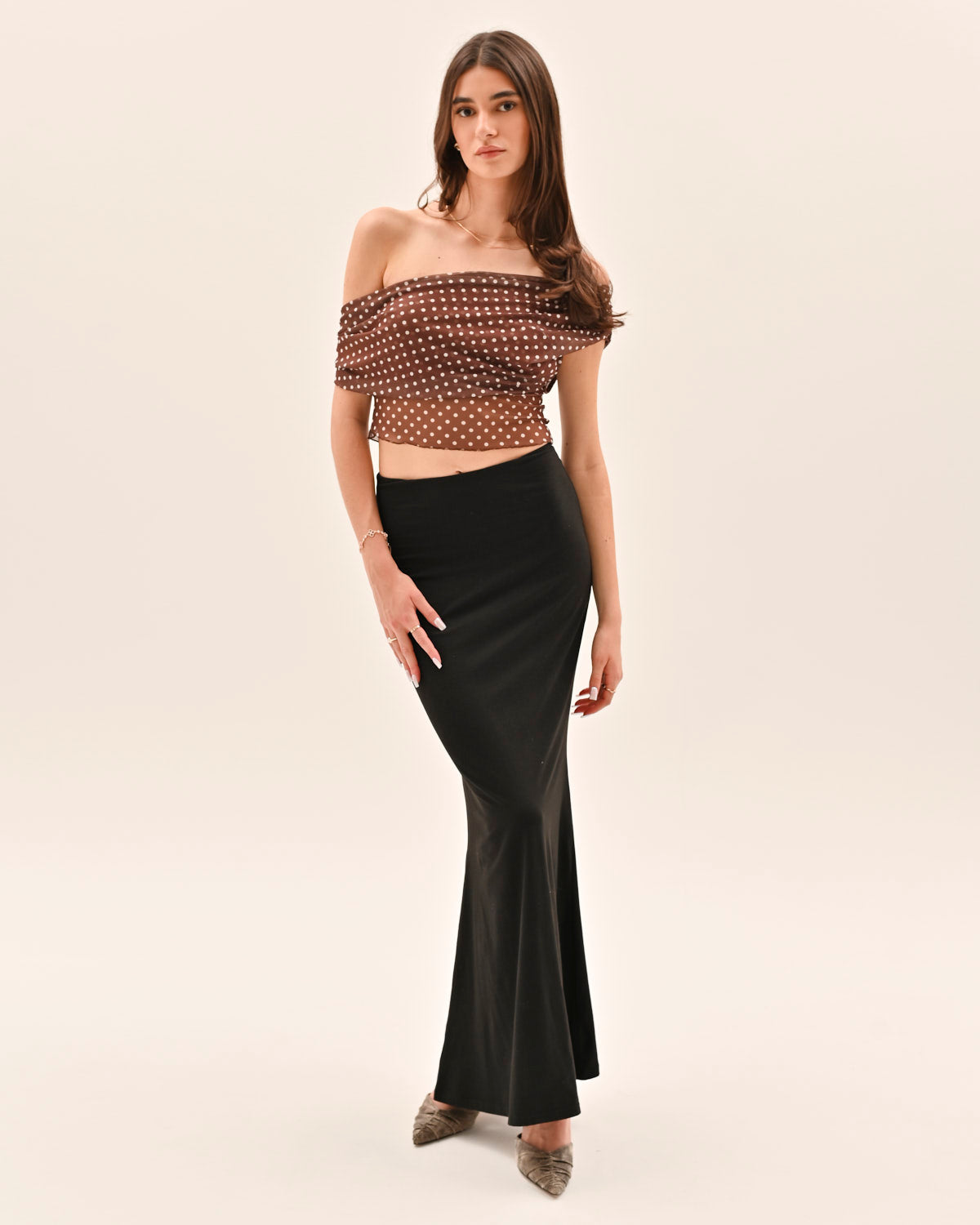 Allura Polka Dot Top - Brown – image 4