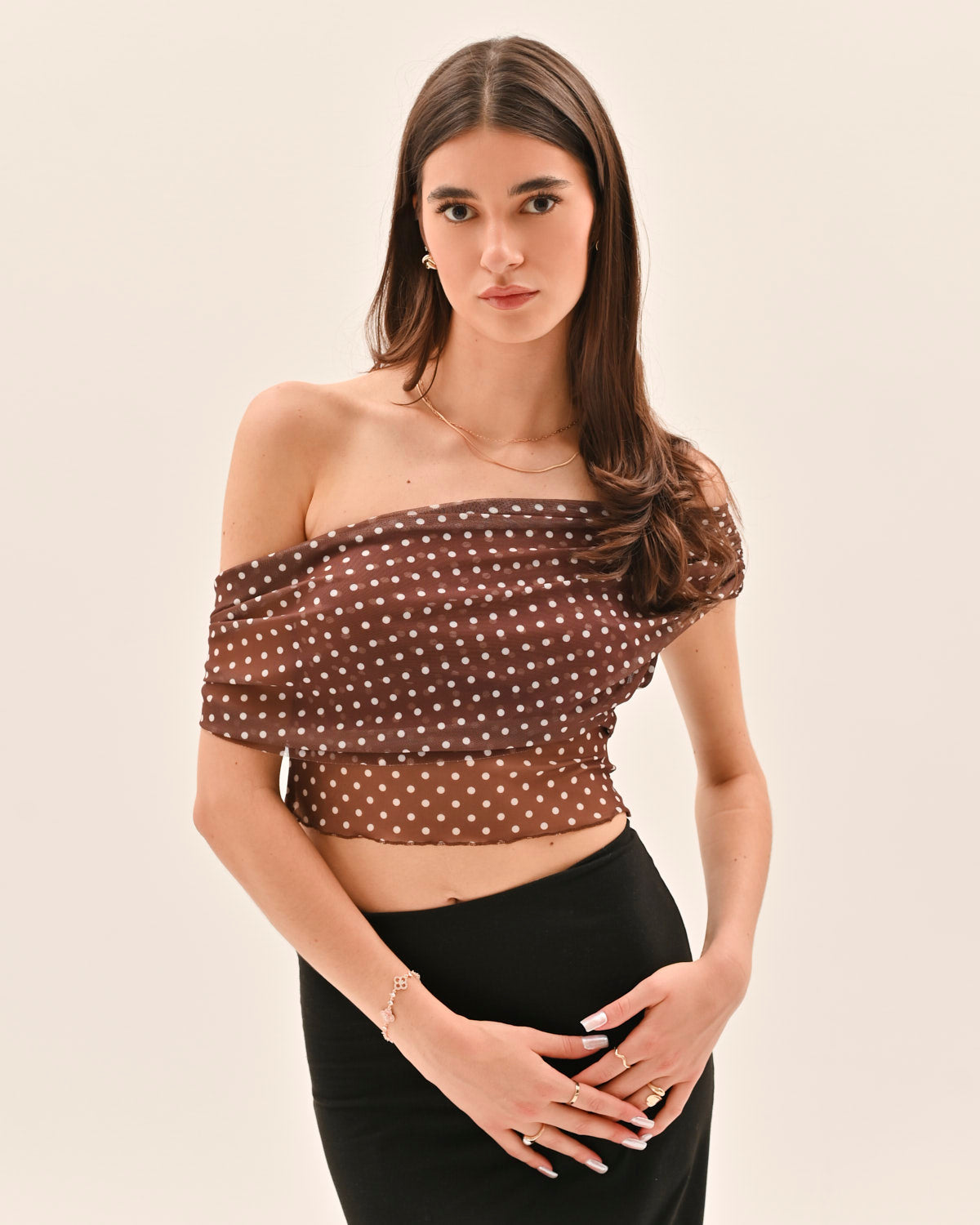 Allura Polka Dot Top - Brown – image 2