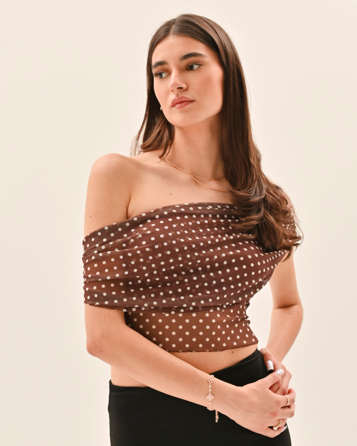 Allura Polka Dot Top - Brown – image 5