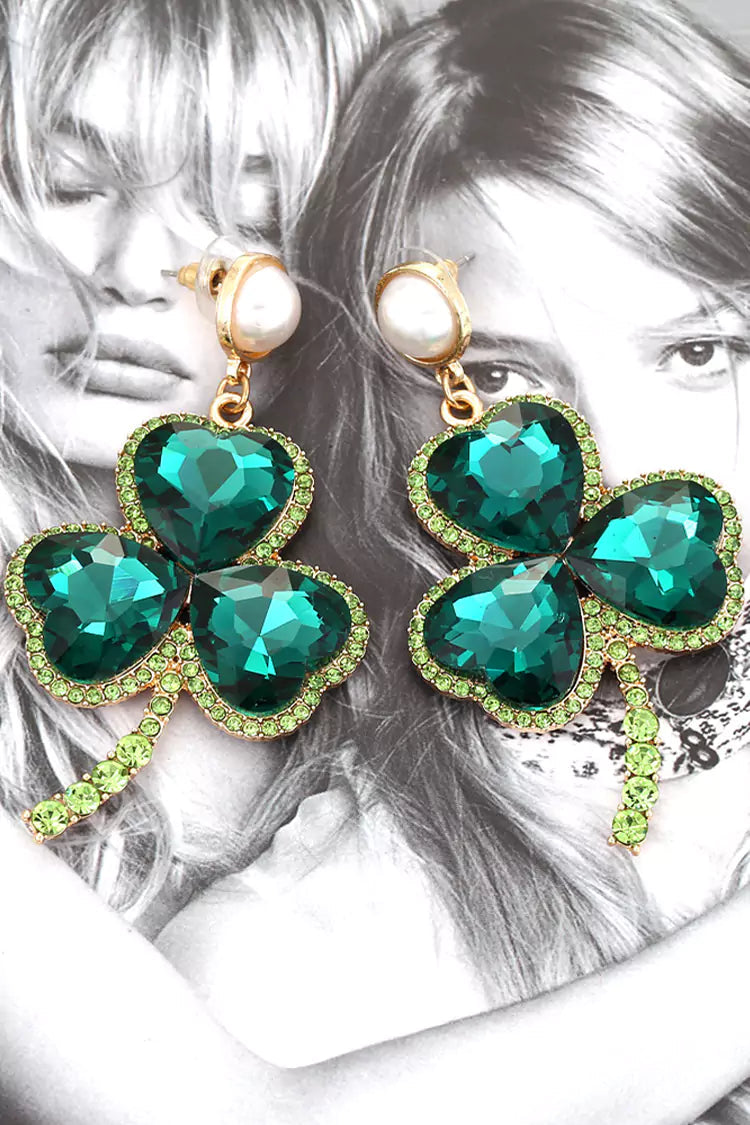 Akihiko Emerald Clover Earrings – image 2