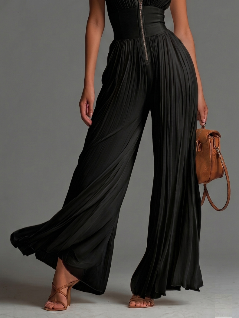 Zsófia Set – Black Pleated Chiffon Set – image 3