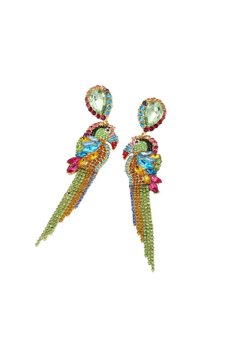 Opal Parrot Diamante Earrings – image 1