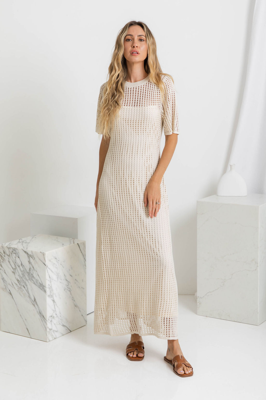 Airlie Crochet Maxi Dress - Natural – image 1