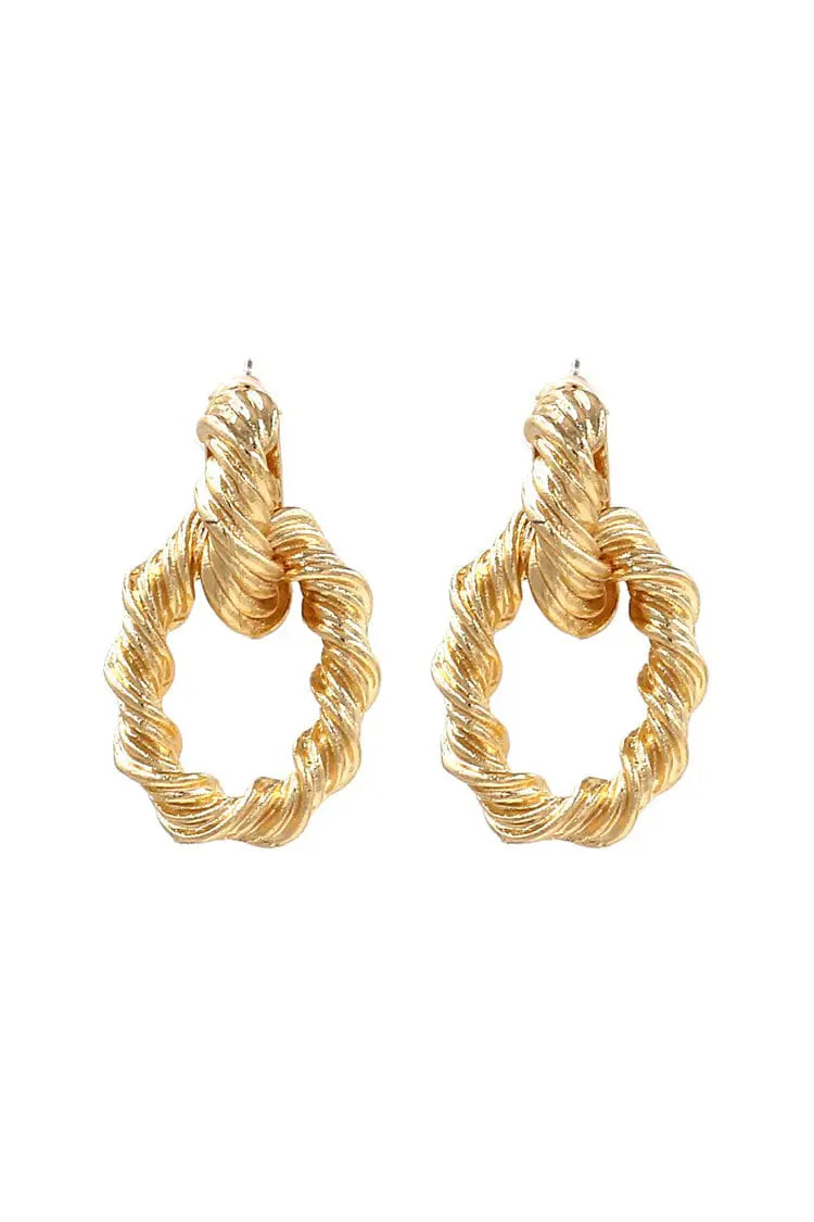 Grain Spiral Golden Earrings – image 1
