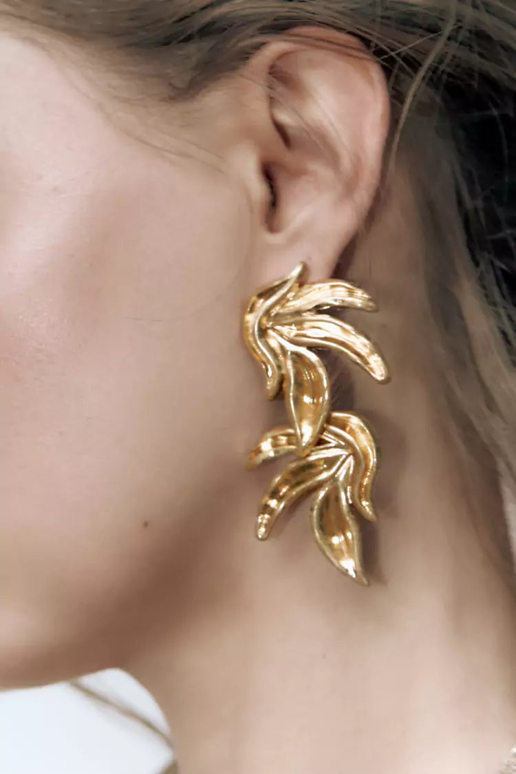 Bexiron Gold Leaves Earrings – image 2