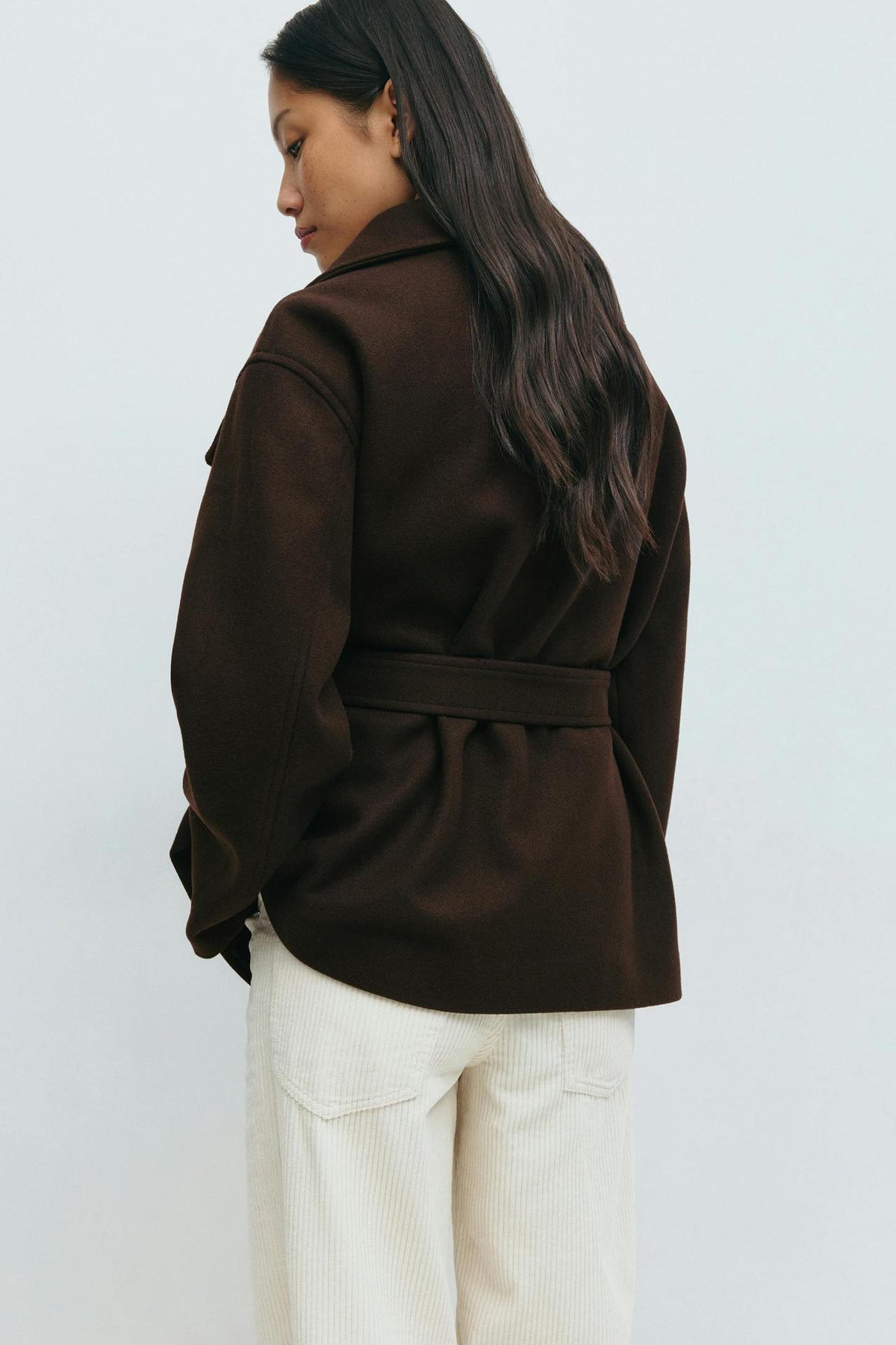 Alma Mid-Length Coat – Brown – image 4