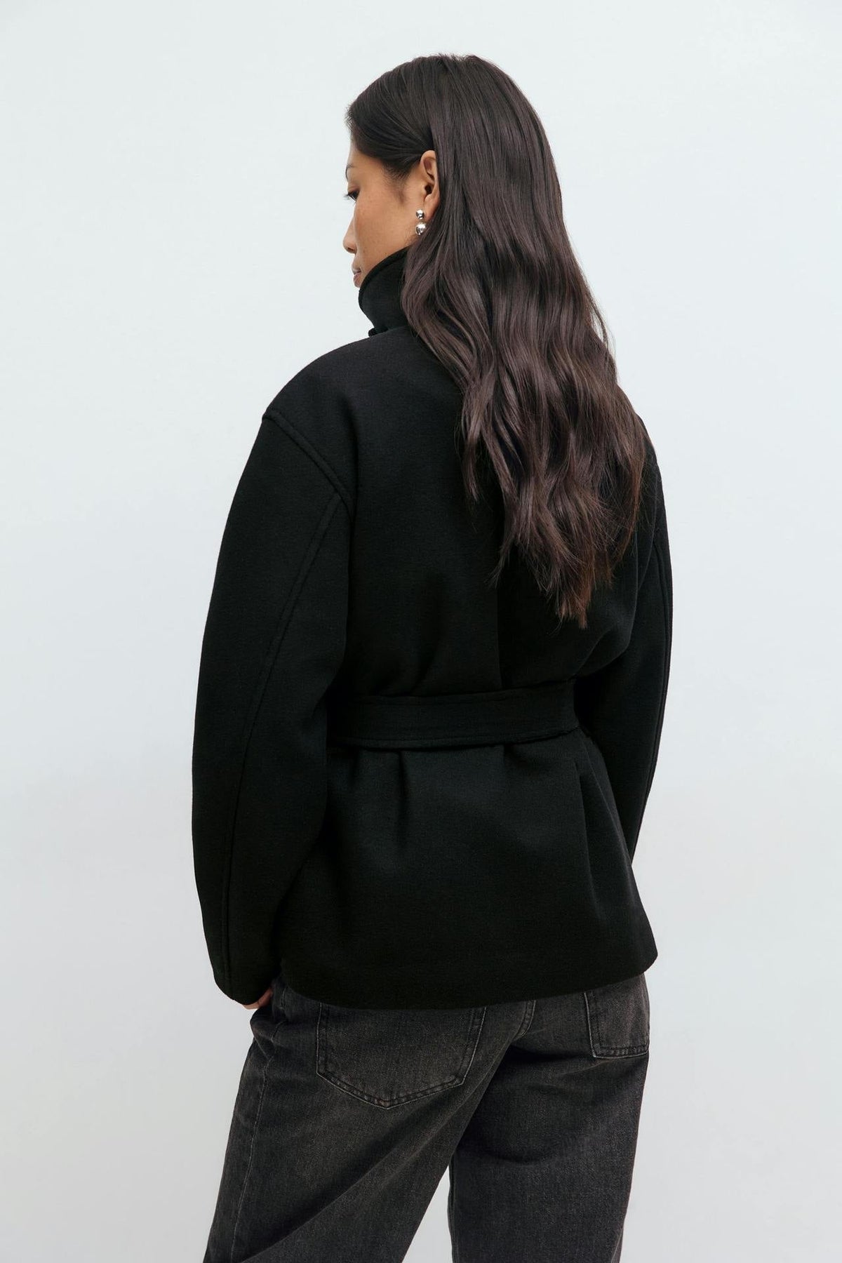 Alma Mid-Length Coat – Black – image 3