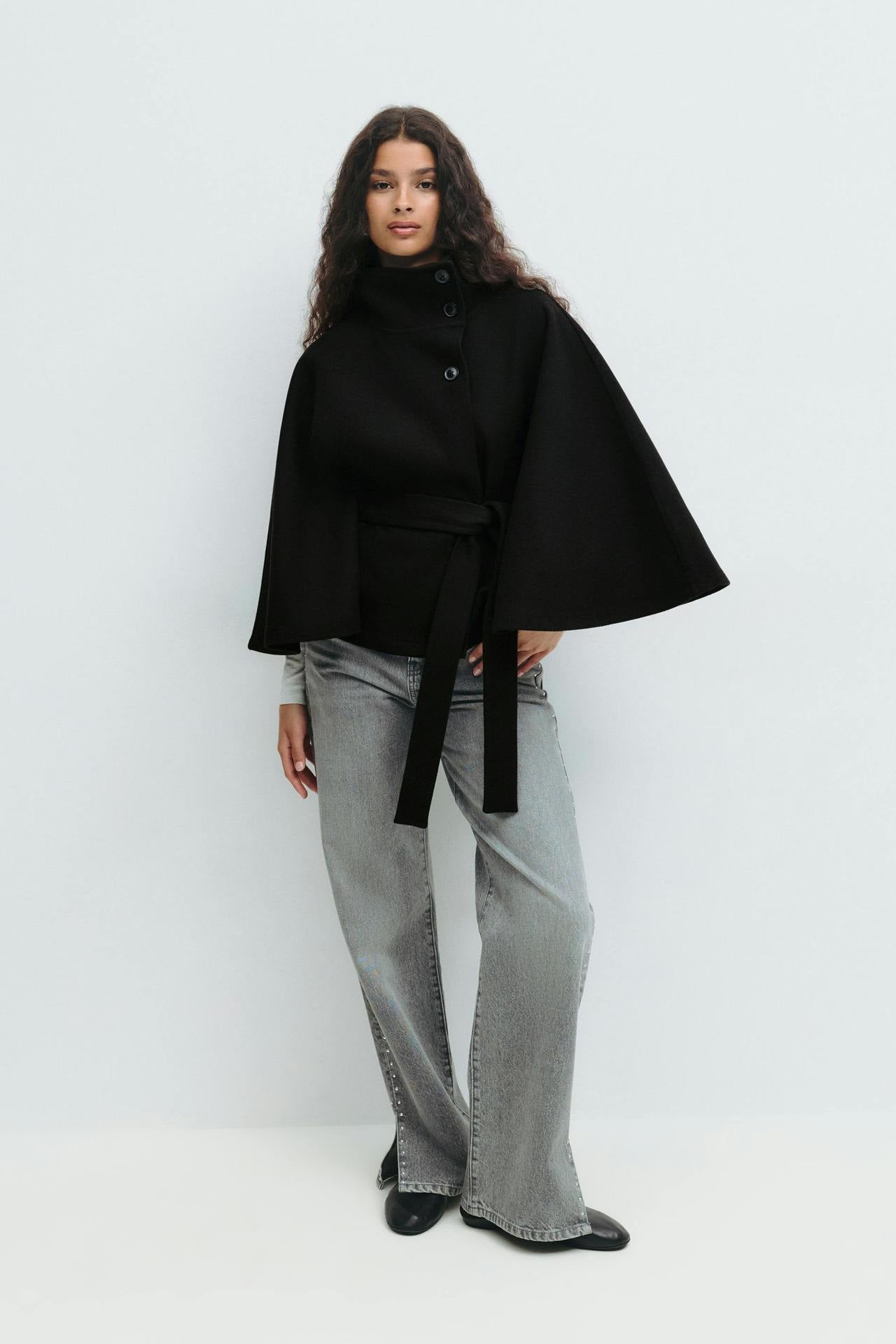Capella Short Cape Coat – Black – image 1