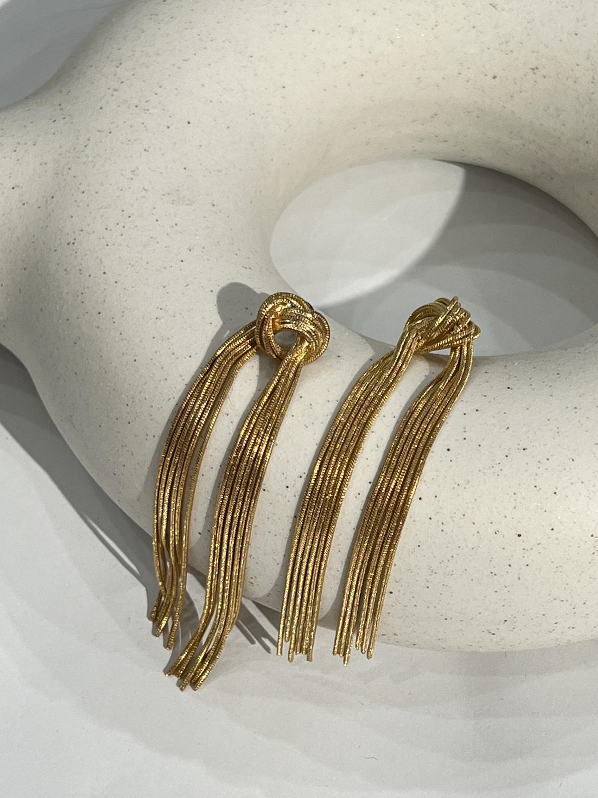 Phoenix Gold Tied Tassel Earrings – image 3