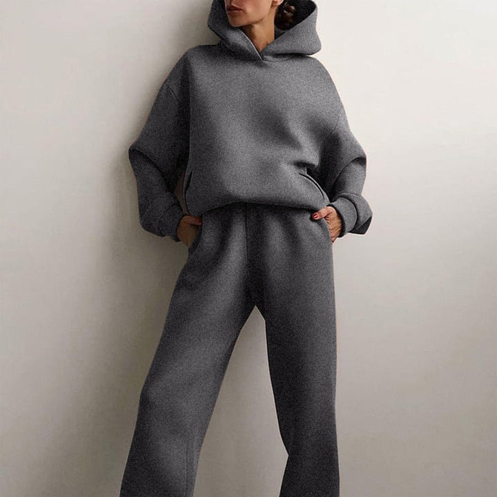 Damen Oversize Jogginganzug Winter | Bequemes Zweiteiler-Set für kalte Tage