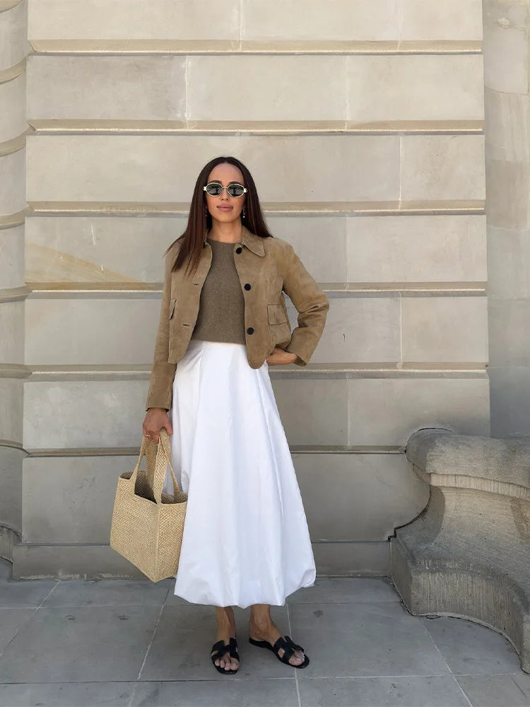 Damen Kurzjacke Khaki | Modische Jacke im kurzen Schnitt