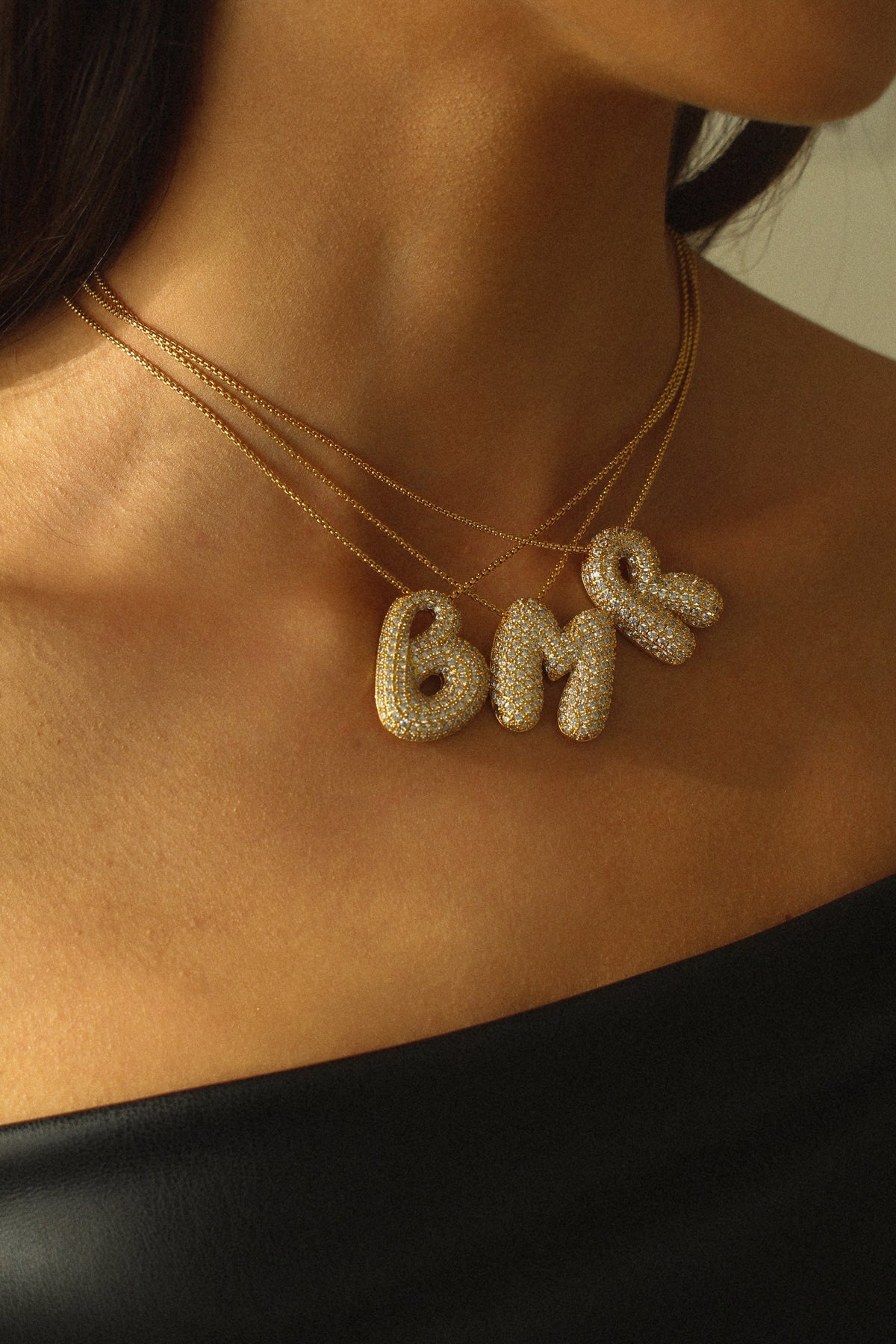 Luna Bubble Letter (A-Z) Necklace – image 5