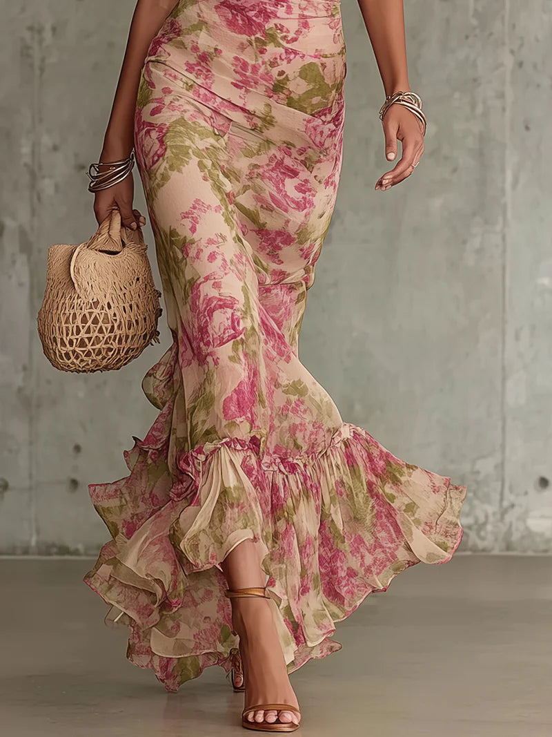Fiora – Vintage Rose Print Maxi Dress with Puff Sleeves – image 4